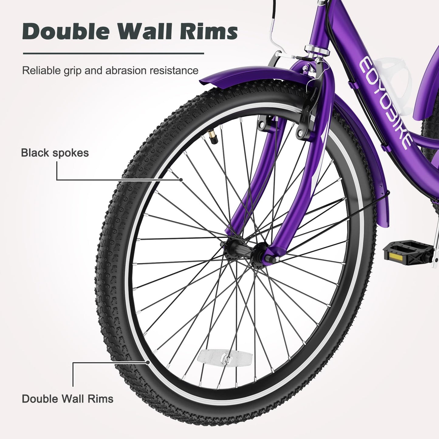 ABORON Adults Tricycle, 3 Wheels Bike for Adult, Tricycle for Adults, Double-Wall Wheel Rims, Tricycle for Women Men Exercise Outdoor Sports