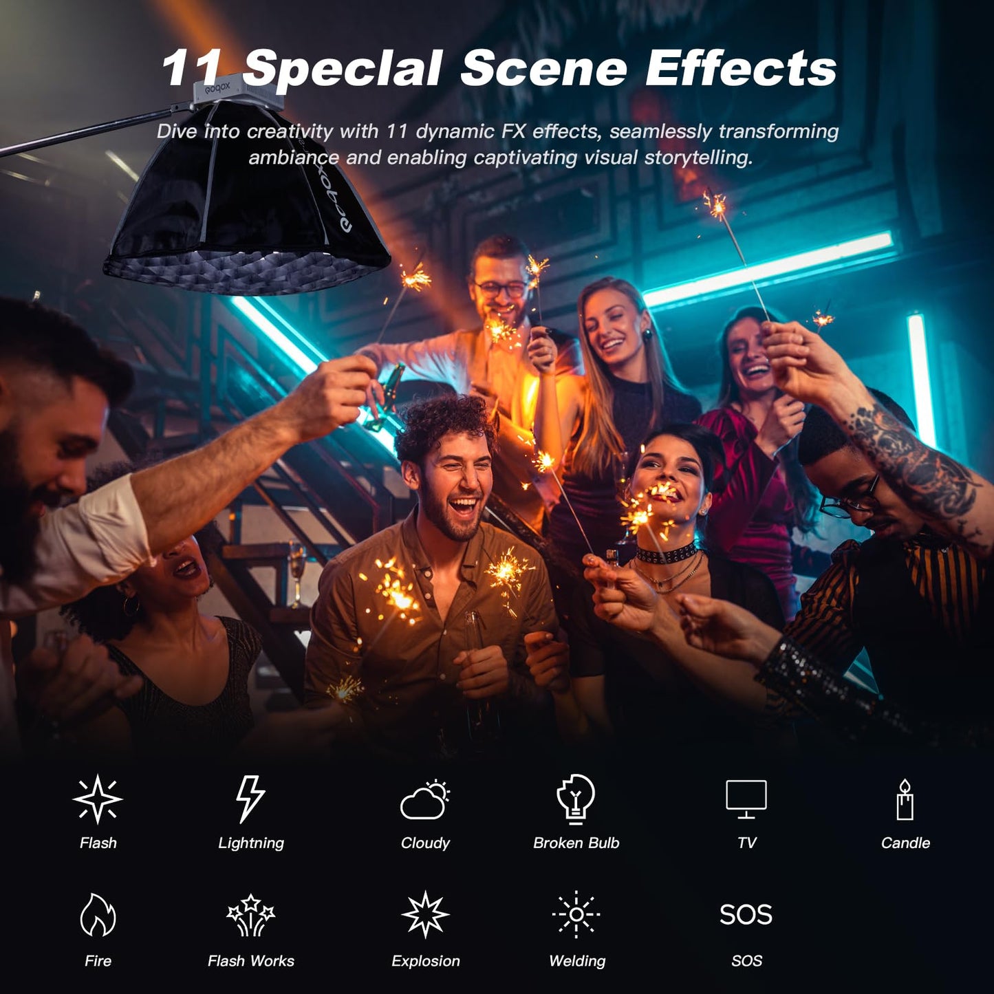 Godox ML100Bi 120W LED Video Light with Battery Grip, 2800K-6500K Bi-Color Continuous Output LED Video Light for Filming, Live Streaming and Video and Studio Photography