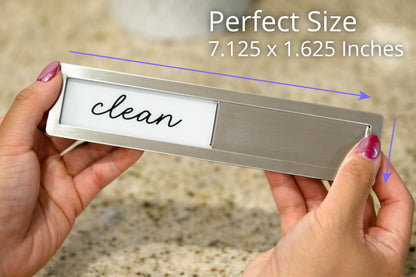 SimplyNeat Clean Dirty Magnet for Dishwasher - Stainless Steel Dishwasher Magnet Clean Dirty Sign - Clean/Dirty Magnetic Signs That Says Clean & Dirty for Home or Kitchen - Optional Adhesive for Non-Metal Surfaces - Millennial Gray and White