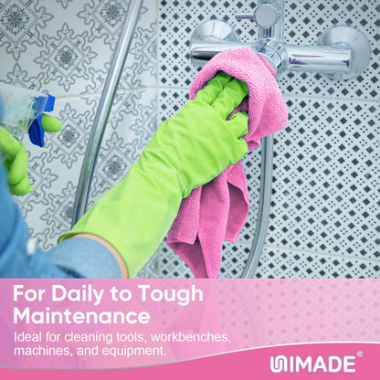UNIMADE Microfiber Cleaning Cloth, 100 Sheets Microfiber Towels for Cars Commercial Grade Washcloths Lint-Free Bulk Shop Towel Cleaning Rags for Household Restaurant Garage Housekeeping,11"x 9", Pink