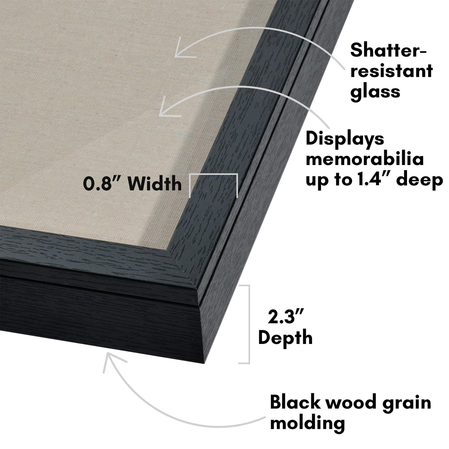 Americanflat Front Opening 11x14 Shadow Box Frame with Shatter-Resistant Glass - Silhouette Collection - Shadow Box Display Case for Tabletop and Wall Display - Black