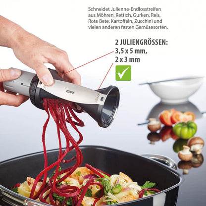 GEFU Spiralizer - Vegetable Spiral Slicer with Attachable Finger Guard - Spirelli 2.0
