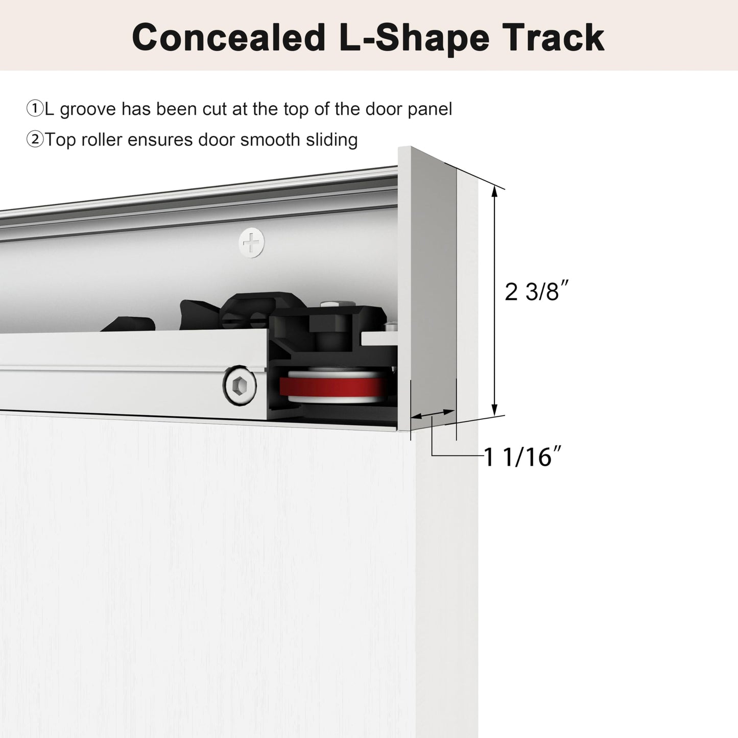 BARNSMITH 42"x84" Concealed Sliding Barn Door with Horizontal Groove and Soft Close Hardware Kits, White Hidden Barn Door, Waterproof Vinyl Wrapped, Fits Opening 38"-40" x80'', Widely Used