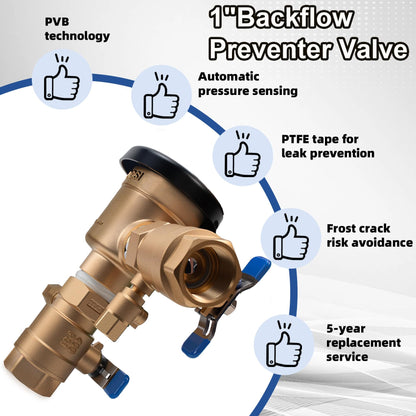 1" 720A Pressure Vacuum Breaker for Zurn Wilkins, Thickened Brass Backflow Preventer Valve, Irrigation Backflow Preventer for Non-Potable Irrigation & Industrial Water Systems, MAX 400PS