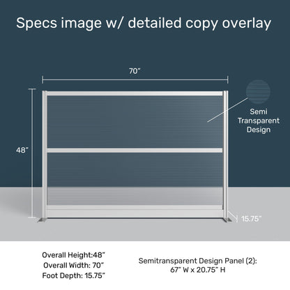 Stand Up Desk Store Aesthetic Modular Room Divider Wall | 70" W x 48" H Office Partition Walls & Cubicle Wall Dividers | Lightweight, Durable, Translucent Partition Wall Divider for Workspaces
