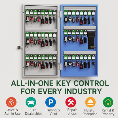 WeHere 48-Key Smart Key Lock Box Wall-Mount, Key Cabinet with Key Management App(Track Key Borrow/Return), Keypad, Bluetooth & WiFi Unlock (Sold Separately) for Commercial, School, Rental, Office