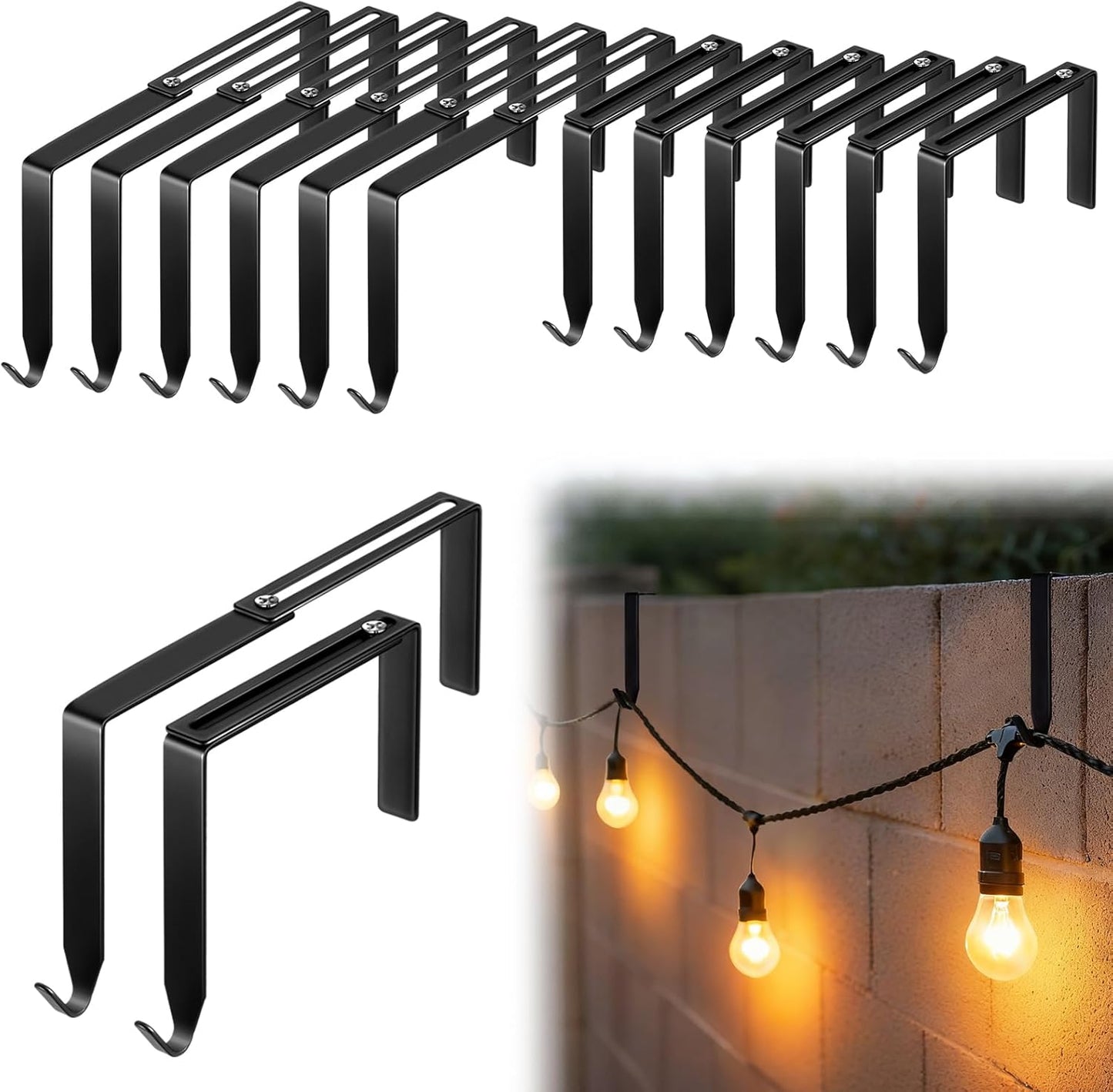 12 3.2-6 Inch Frienda Pcs Adjustable Outdoor Light String Metal Hooks for Concrete Wall Cinder Block Fences Hangers