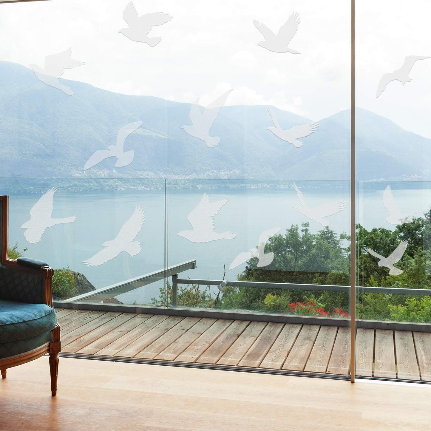 Boao Large Size Anti-Collision Window Clings, Translucent/Dusted Bird Deterrent for Doors, Windows & Glass