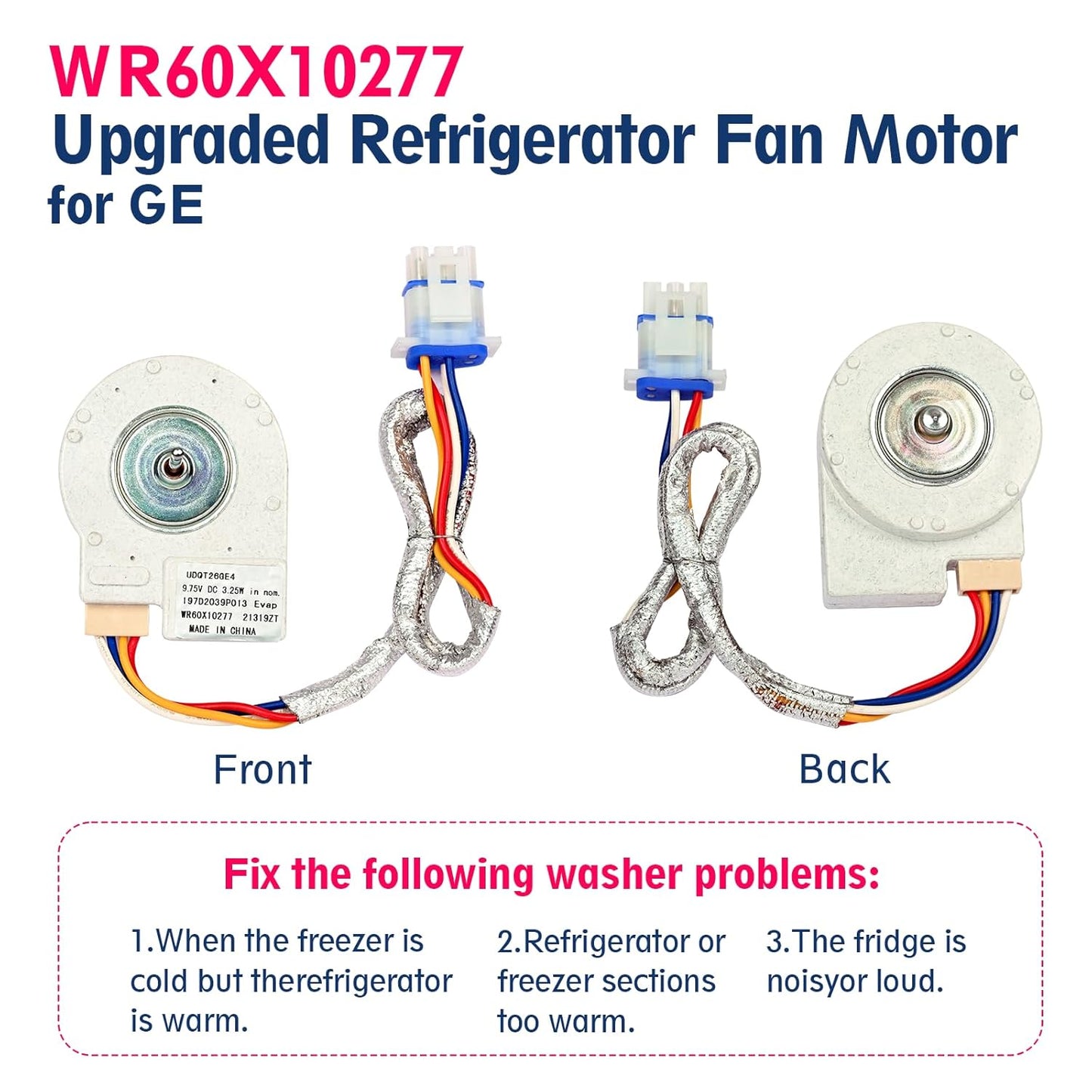 Upgraded WR60X10277 Refrigerator Evaporator Fan Motor, Fit for GE Freezer Evap Replace UDQT26GE4, AP4367334