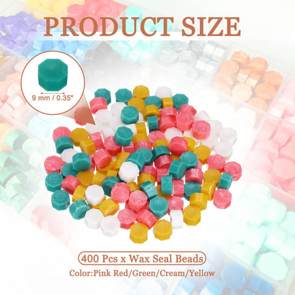 PATIKIL Wax Seal Beads, 400 Pcs Hexagon Sealing Beads Kit for Wax Seal Stamp for Wedding Invitation Letter Envelope DIY Crafts Card Gift Wrapping, Pink Red/Green/Cream/Yellow