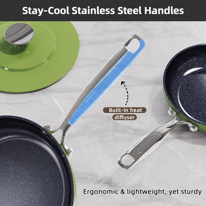 Nuwave Lux 13pc Forged Lightweight Cookware Set PFAS Free, Healthy G10 Duralon Ceramic Coating, Ultra Non-Stick, Stay-Cool Handles, Works on All Cooktops & Induction Ready