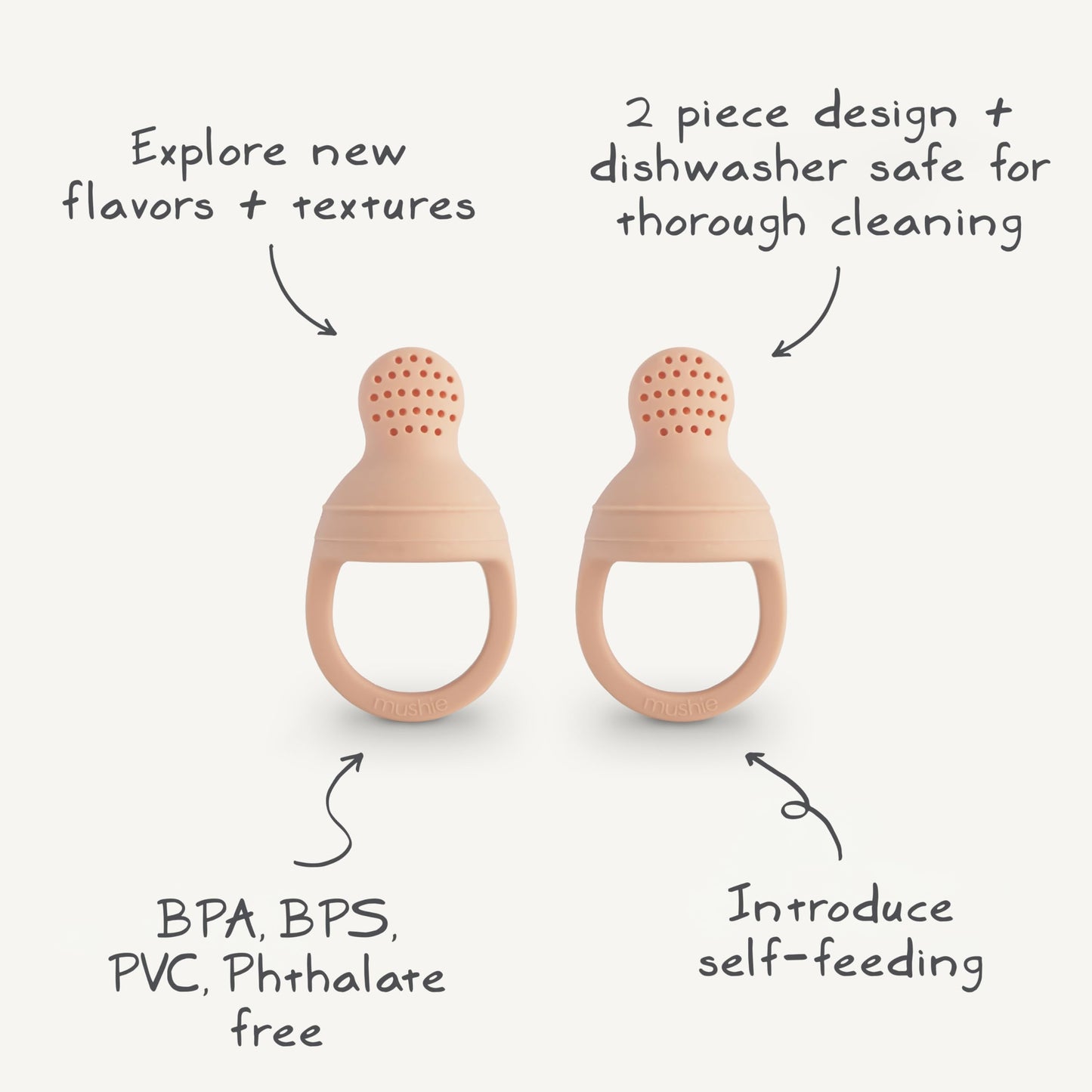 mushie Silicone Baby Fresh Fruit & Food Feeder Pacifier | 6 Months+ (Shifting Sand)
