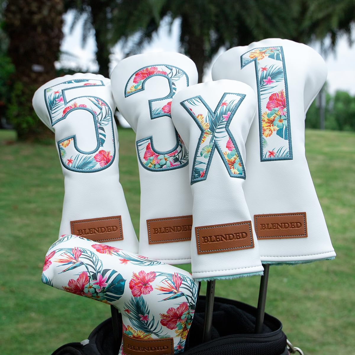BAIRBRE Golf Club Covers Driver Cover Fairway Wood Headcover Hybrid Cover Leather Mallet Putter Covers Blade Headcovers Golf Head Covers for Most Brand (for 4pcs)