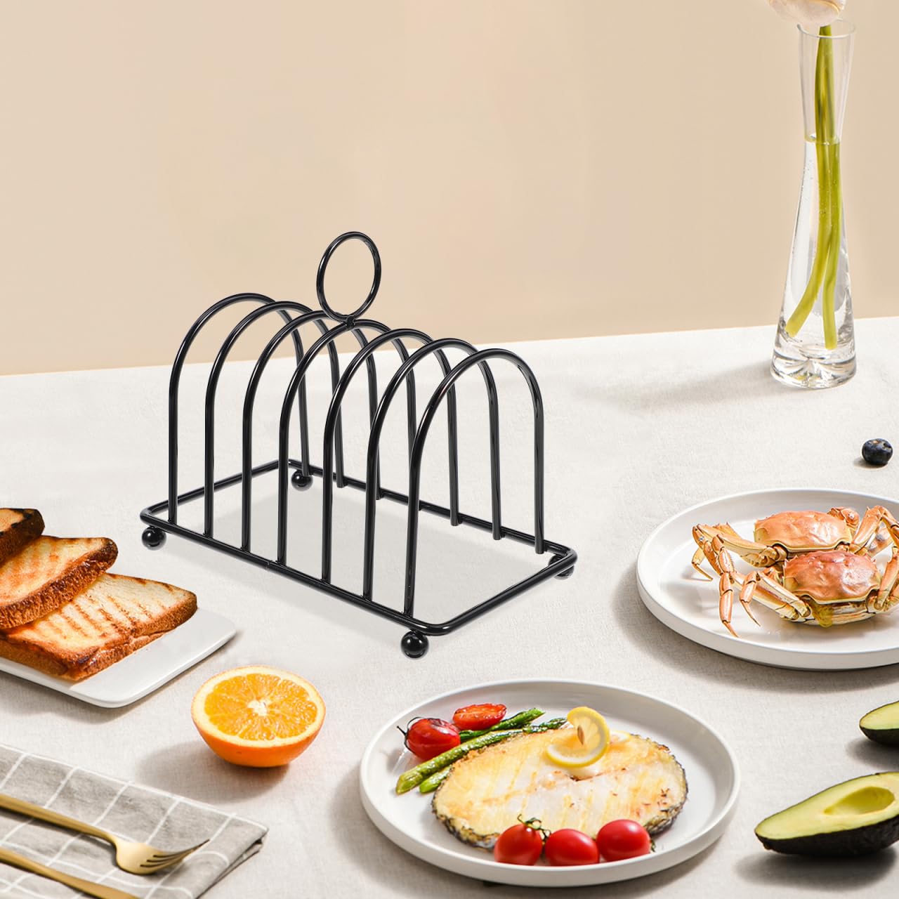 PartyKindom Stainless Steel Multifunctional Bread Rack Toast Holder Rack for Kitchen and Dining Room: Multi-Functional Toast for Sliced Bread and Book Storage Space-Saving