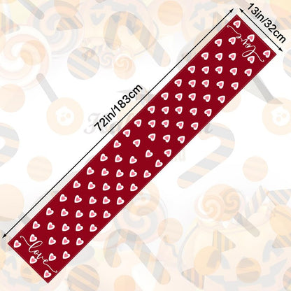 Valentine's Day Table Runner Linen Red Love Heart Table Runner Love Cloth Dresser Scarves for Valentines Holiday Home Kitchen Dining Style Table Decoration (13*72 Inch)