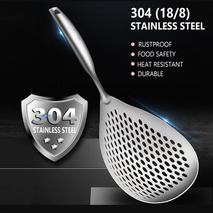 KAYCROWN Skimmer Slotted Spoon, 2 Pack Stainless Steel Pasta Spider Strainer Ladle for Frying and Cooking, Frying Strainer Spoon, Kitchen Cooking Skimmer Colander