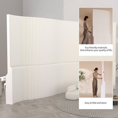 Paper Room Divider，Folding Privacy Screen, Portable Paper Room Partition, Accordion wall Divider for Dorm Office Studio Exhibition Salon (6.6'W x 5.3'H)