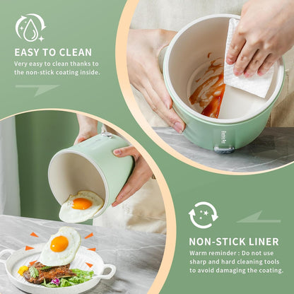 Hot Pot Electric, 1L Mini Ramen Cooker, 450W Rapid Noodles Cooker for Cooking Pasta, Egg, Soup, Portable Pot