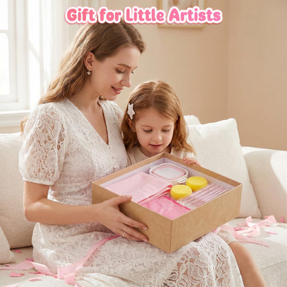 Zimuvora Silicone Painting Mat Set, Paint Mats for Kids with Foldable Silicone Cup, 4 Detail Paint Brushes, 2 Sponge Pads, Apron & Mixing Tool, Washable Art Table Mat (Pink)