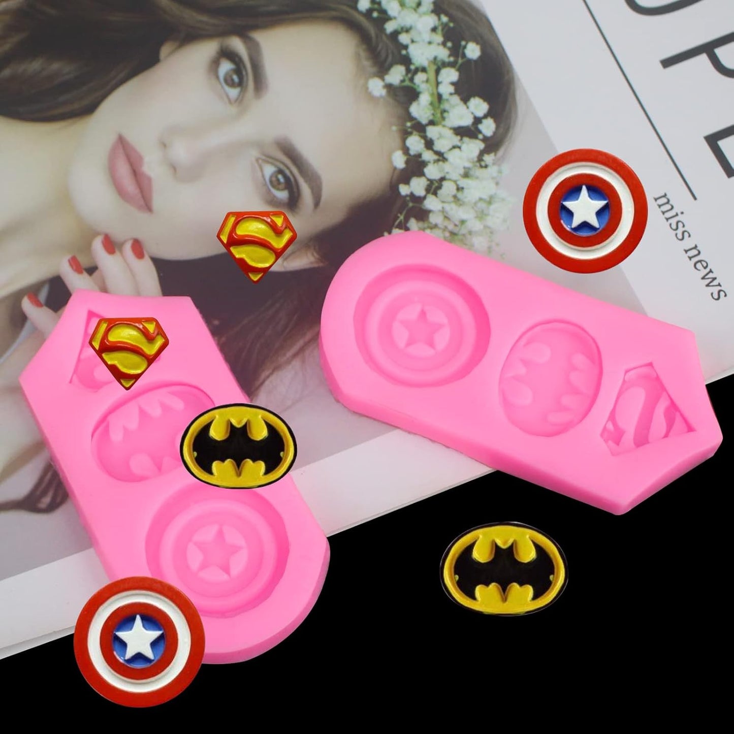 2 Pieces Superhero Silicone Mold, Cookie Fondant Molds, Candy Chocolate Fondant Molds.