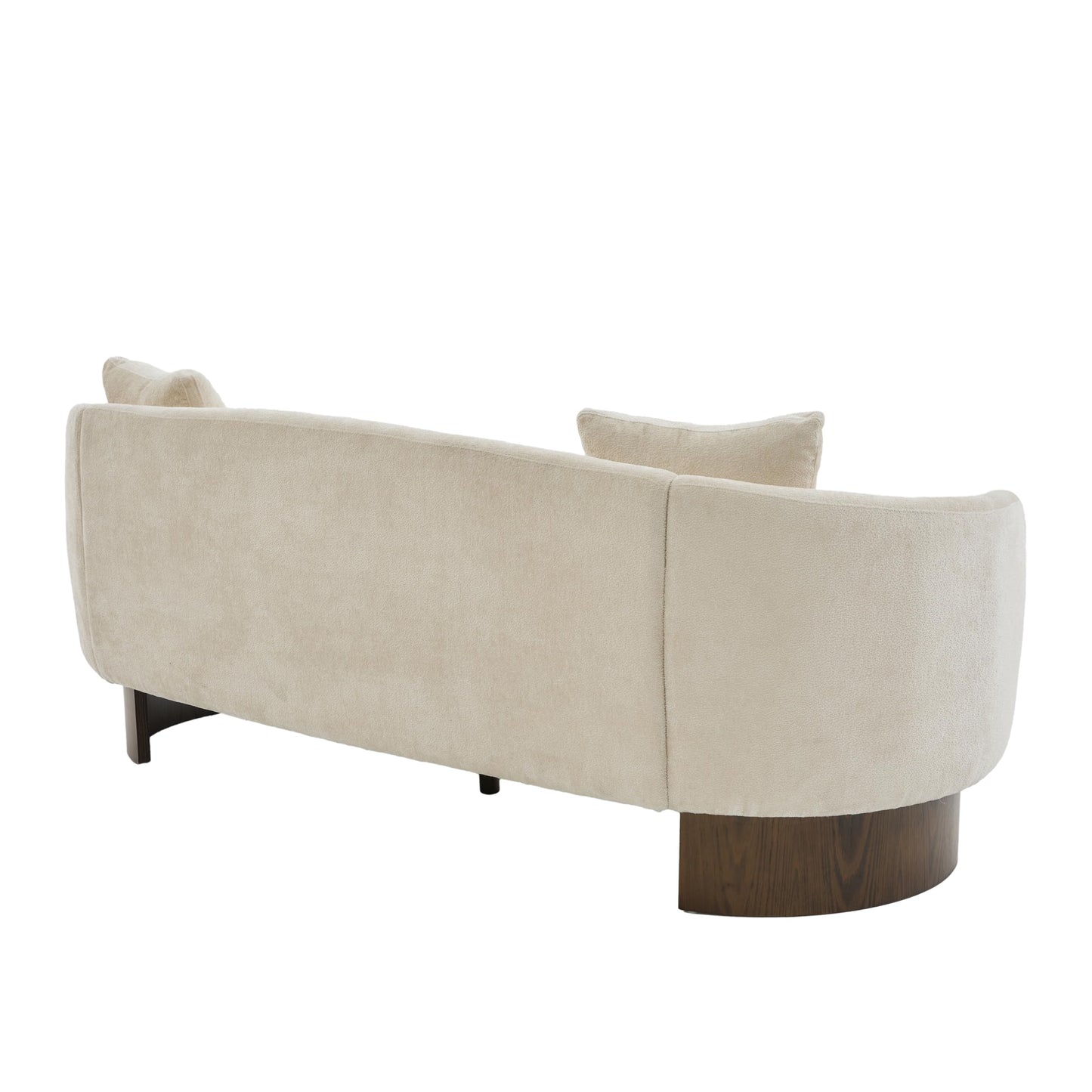 Christopher Knight Home 81 inch Curved Boucle Sofa with Wooden Base Indoor Couch Upholstered Modern Living Room Sofa Comfortable Wood Frame Seating for Home Lounge, Beige