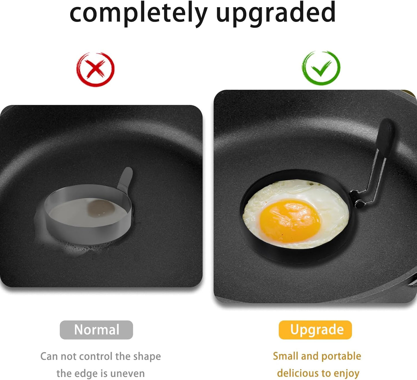 YOLCAR 4 Pack Nonstick Upgraded Silicone Egg Rings, Leak-proof Liquid Egg Bite Mold for Frying Eggs and Breakfast