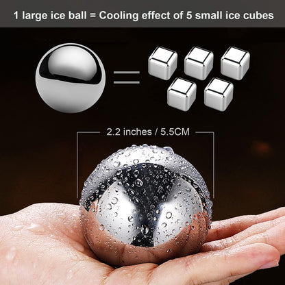 Reusable Metal Ice Cubes for Drinks - Stainless Steel Ice Round Balls, for birthday gifts for men, boyfriend and housewarming gifts