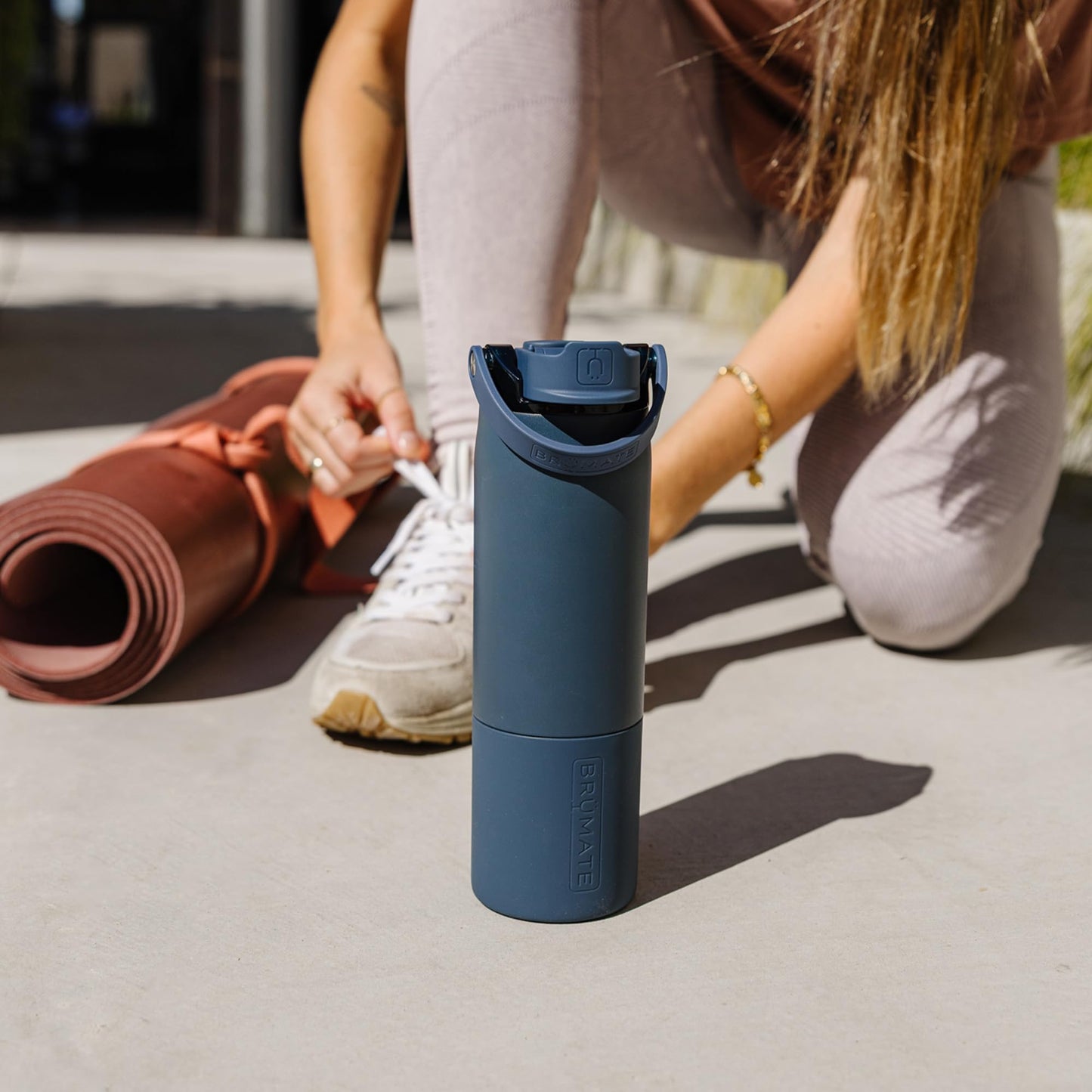 BrüMate Rise 25oz Water Bottle With 100% Leakproof Covered Silicone Straw | Insulated Stainless Steel Water Bottle | Cup-Holder Friendly | Fast Flow | Soft Sip Silicone Spout | BPA-Free (Guava)