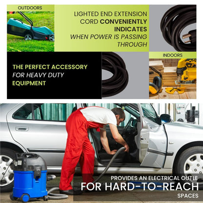 Go Green Power Inc. 50ft Outdoor Extension Cord, Black, Pack of 8-14/3 SJTW, Contractor Grade, Durable, and Moisture Resistant