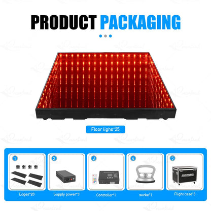 MOKA SFX Infinity Led Dance Floor Panels Mirror 3D Effect Magnetic Connect 8x8ft 25PCS/LOT