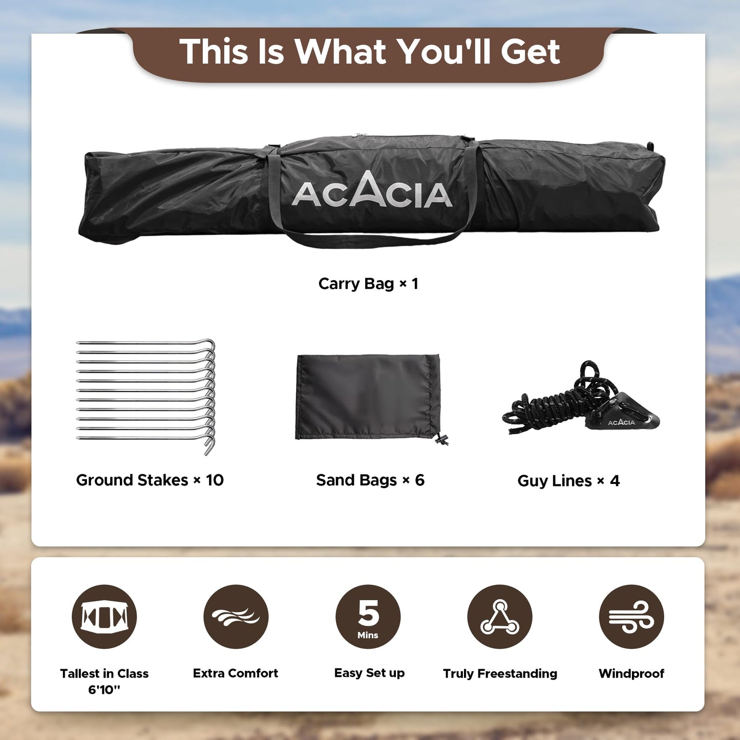 Space Acacia Lite Camping Tent | 4-8 Person Pop Up Tents for Camping | Lightweight & Durable Beach Tent | Level 7 Wind Resistance, UPF 50+ | Quick Setup for Camping & Backyard, Moonstone