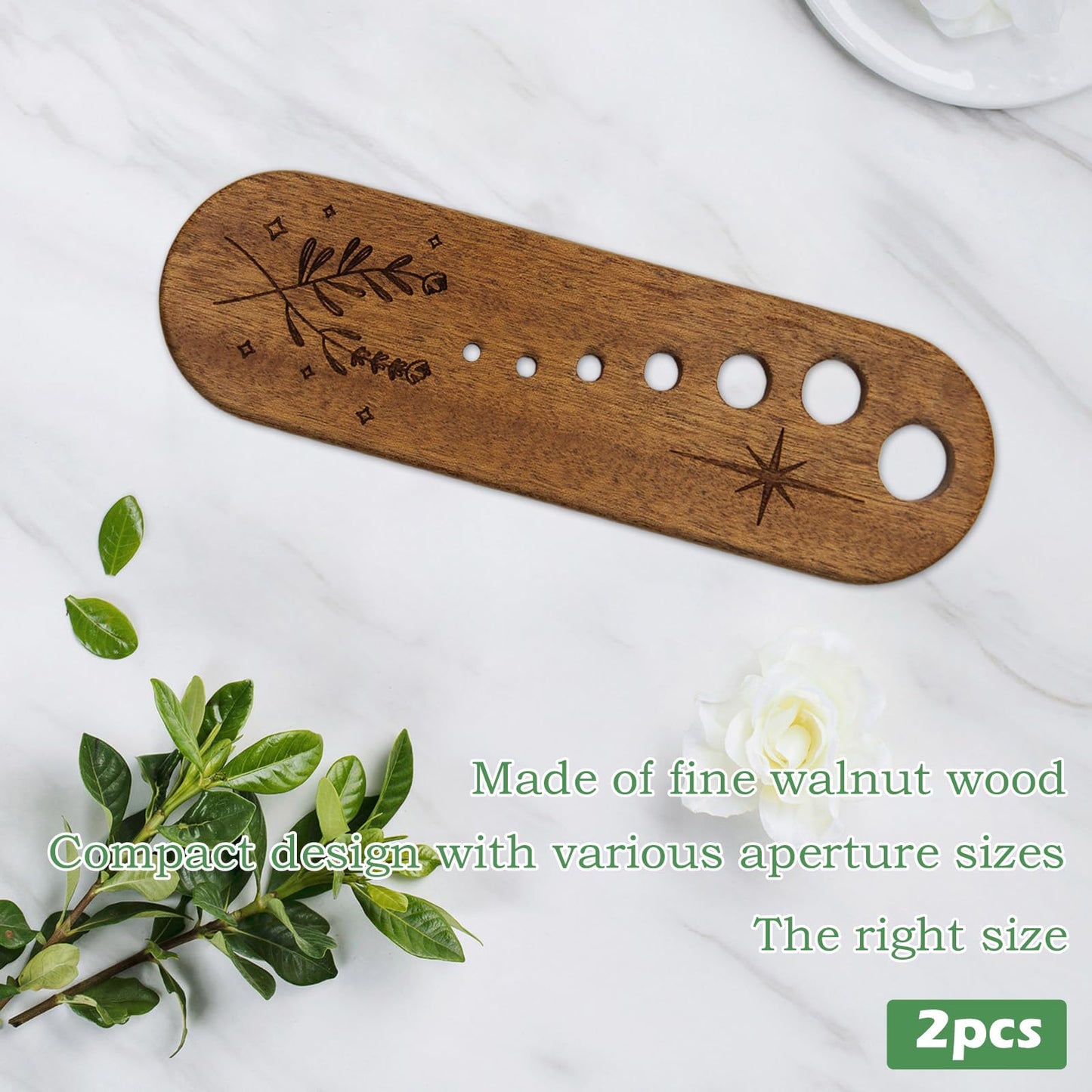 2Pcs Wooden Vegetable Leaf Separator, Pottery Herb Stripper Tool Supplies, Fun Kitchen Gadgets, Exquisite Herb Stripper Bowl Gifts for the Kitchen Suitable for Home Use & Chefs