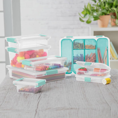 Sterilite 30-Pack Clip Box | Stackable Clear Plastic Bins with Latching Lids for Arts & Crafts Storage