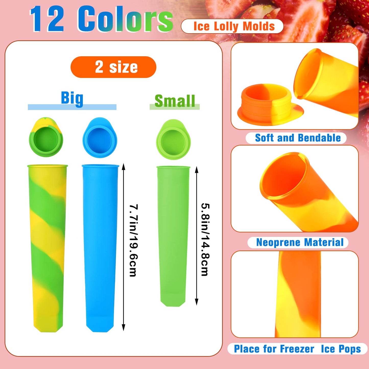 Lallisa 30 Pcs Ice Cream Molds Silicone Ice Lolly Mold Color Reusable Ice Lolly Mold with Lid Silicone DIY Homemade Ice Cream Maker Molds for Kids Adult Yogurt Freezer Summer Party