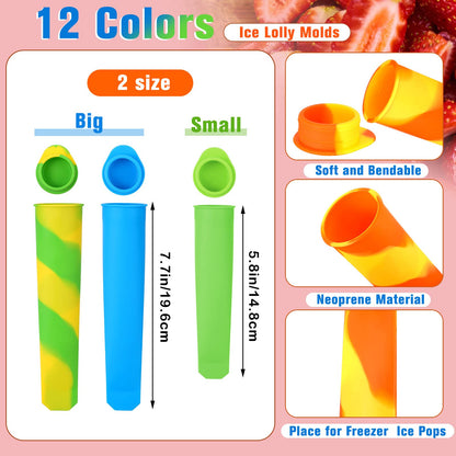 Lallisa 30 Pcs Ice Cream Molds Silicone Ice Lolly Mold Color Reusable Ice Lolly Mold with Lid Silicone DIY Homemade Ice Cream Maker Molds for Kids Adult Yogurt Freezer Summer Party