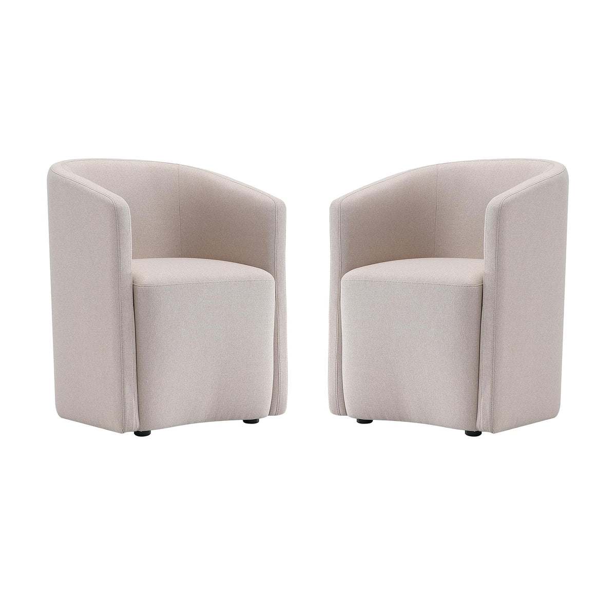 Manhattan Comfort Hearth Modern Barrel Dining Armchair, Accent Upholstered Dining Chair with Woven Fabric, Stylish Curved Back, High-Density Foam, Fully Assembled, Barley