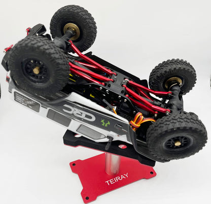TEIRAY RC Car Work Stand Mat Repair Workstation Aluminum 360 Rotation Height Body Mounts for 1/16 1/18 1/24 SCX24 TRX4M Scale Cars Trucks RC car Display Stand (red)