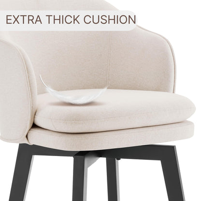 Counter Height Barstools 26 inch Upholstered Swivel Bar Stools with Back and Wood Legs for Kitchen Island,Set of 2,Beige Fabric