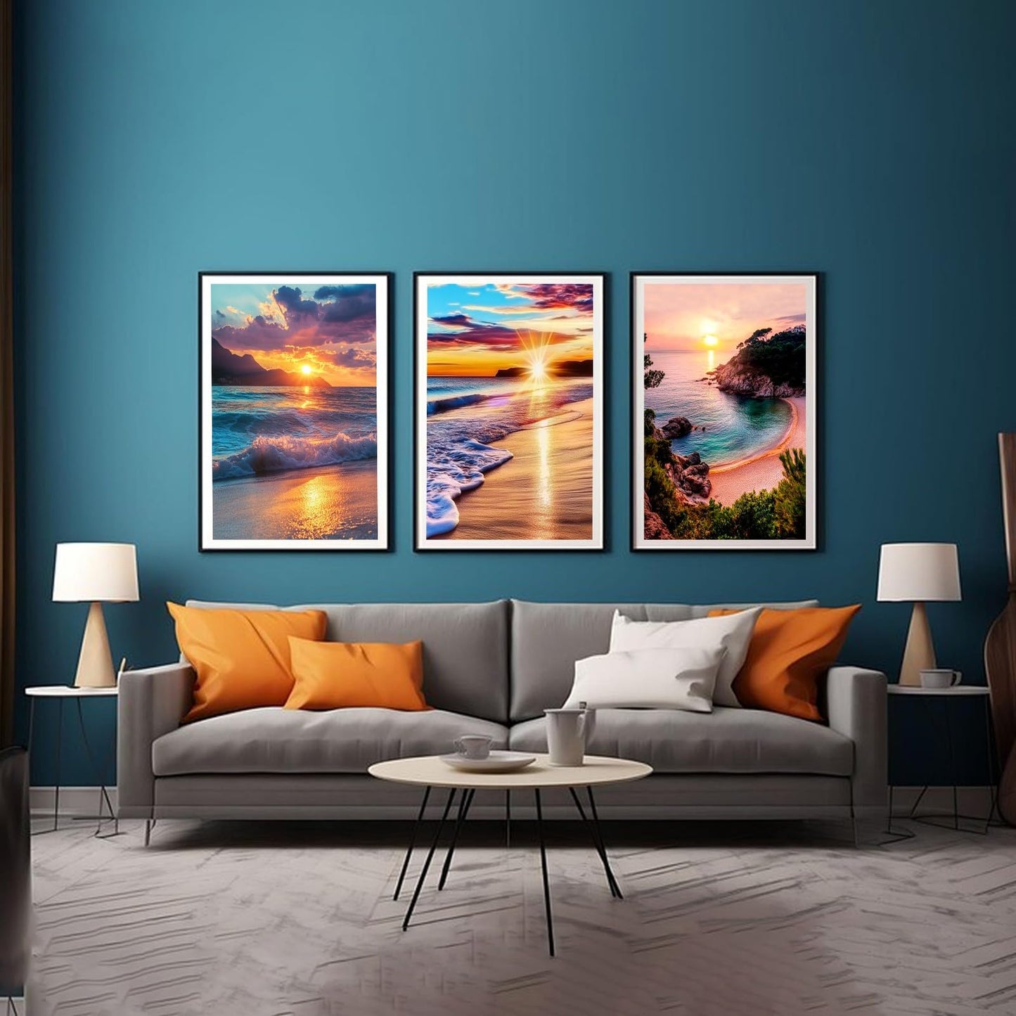 6 Pack Diamond Painting Kits for Adults Beginner, 5D Beach Diamond Art Sets, DIY Full Round Drill Sunrise Paint with Diamonds Gem Art Multi-pack , Easy Adults Dot Gem Art for Wall Decor 12 x 16 Inch
