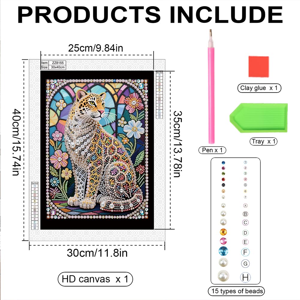Kulvci Tiger DIY 5D Pearl Painting Kit, Diamond Painting Kit for Adults Beginner, Bead Art Kits All-Pearl Dot Painting for Wall Decor, Creative Stress Relief Gift Home Decor,12 × 16 inch
