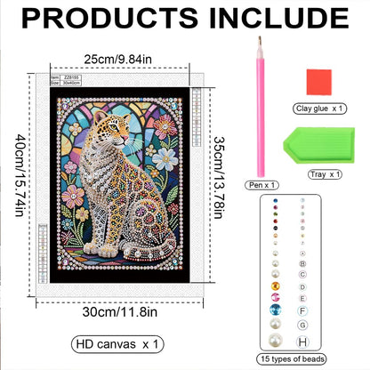 Kulvci Tiger DIY 5D Pearl Painting Kit, Diamond Painting Kit for Adults Beginner, Bead Art Kits All-Pearl Dot Painting for Wall Decor, Creative Stress Relief Gift Home Decor,12 × 16 inch