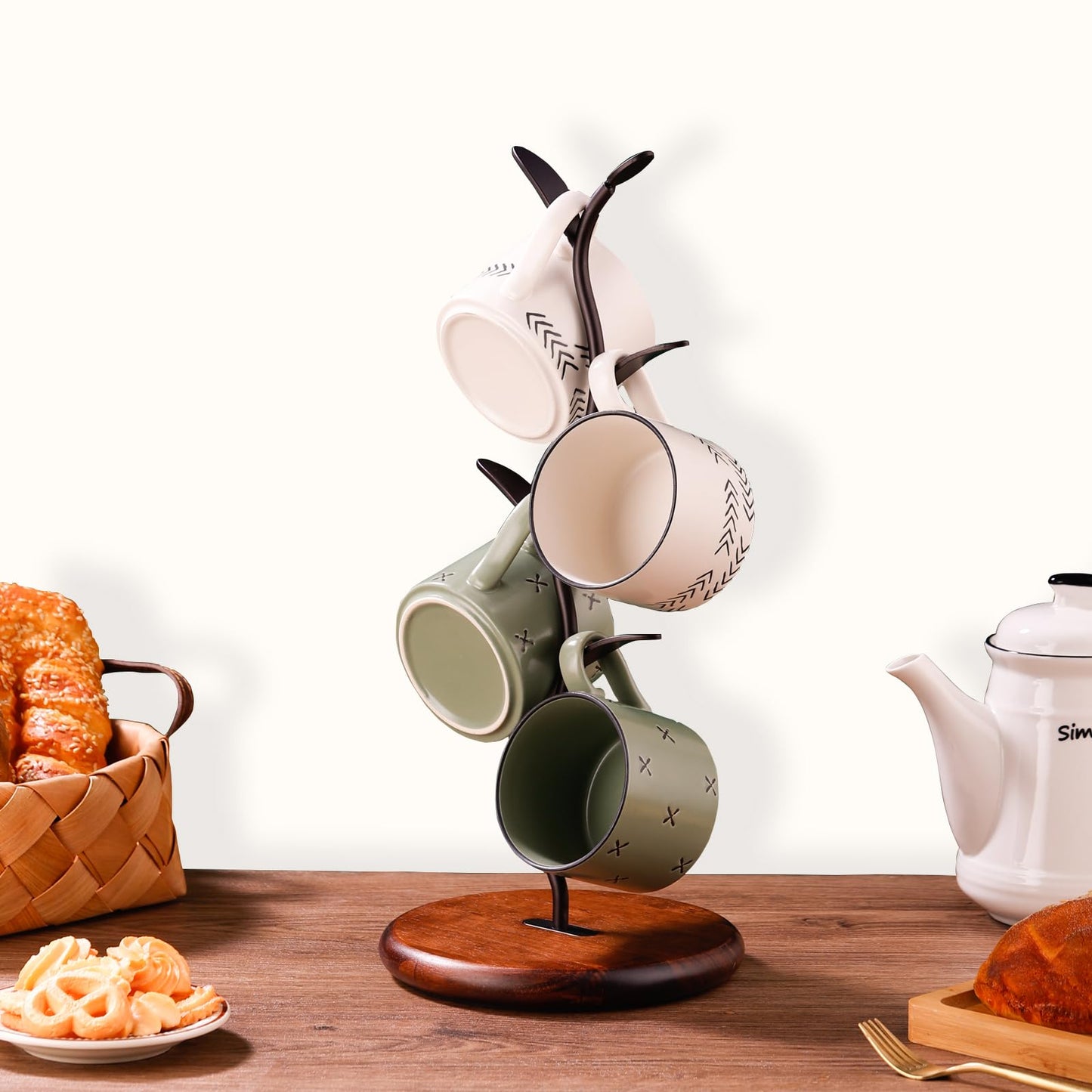Bellglee Coffee Mug Tree, Mug Holder for Countertop, Cups Storage Rack, Mugs Stand for Coffee Bar Decor & Home Kitchen Organizer