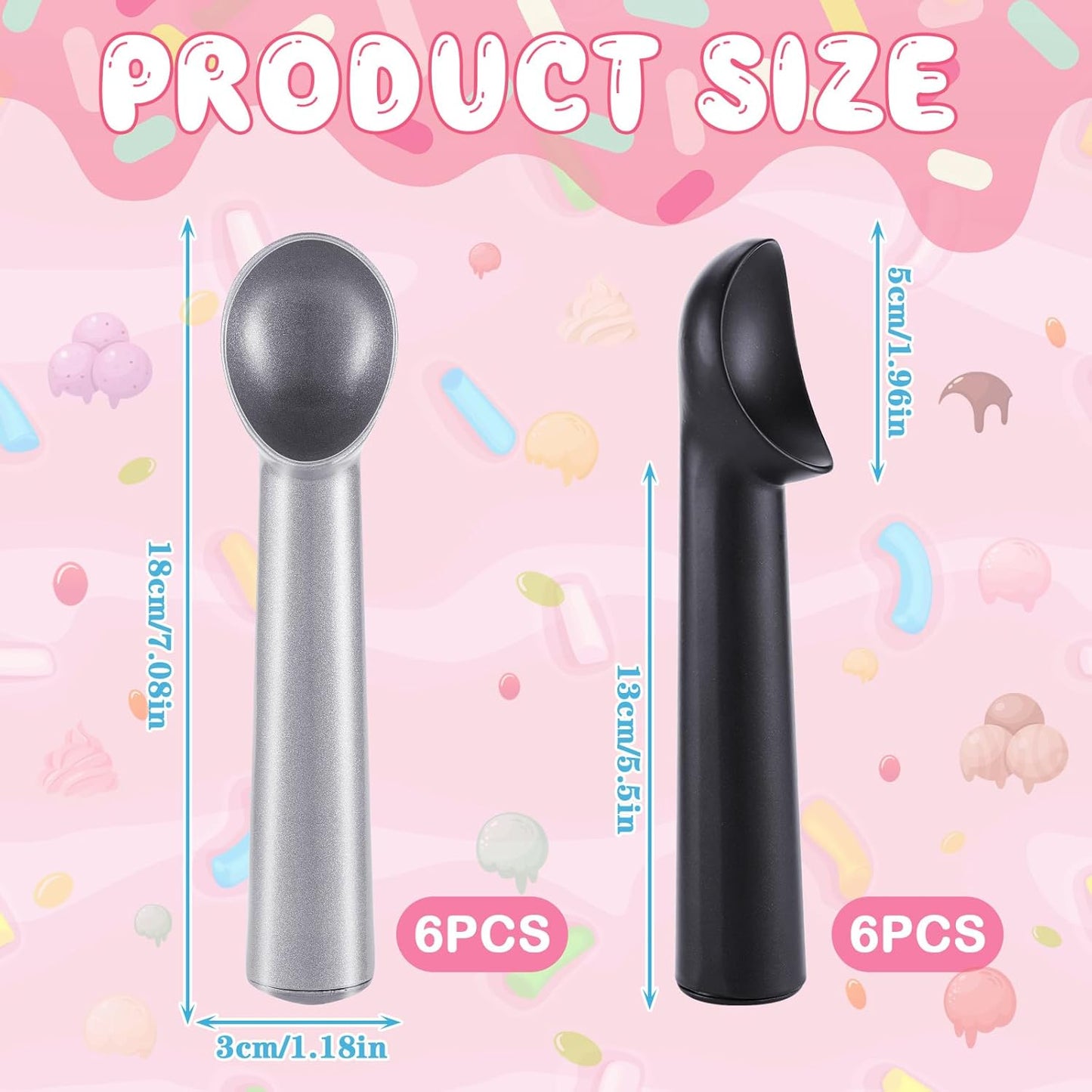 12 7 Inch Frozen Gejoy Pcs Ice Cream Scoop Nonstick Anti Freeze Ice Cream Scooper Aluminum Design Dessert Spoon