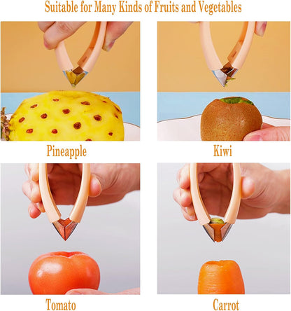 Strawberry Huller Stem Remover, Tomato Corer, Potato Tweezers, Carrot Cutter, Pineapple Peeler (Orange)