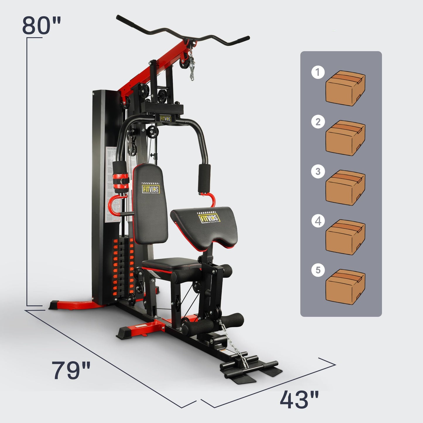 Fitvids Multifunctional Home Gym Equipment with 160 lbs Weight Stack, Full Body Workout Weight Machine, Strength Training Exercise Equipment with Pulley System & Leg Press, All-in-One Workout Station