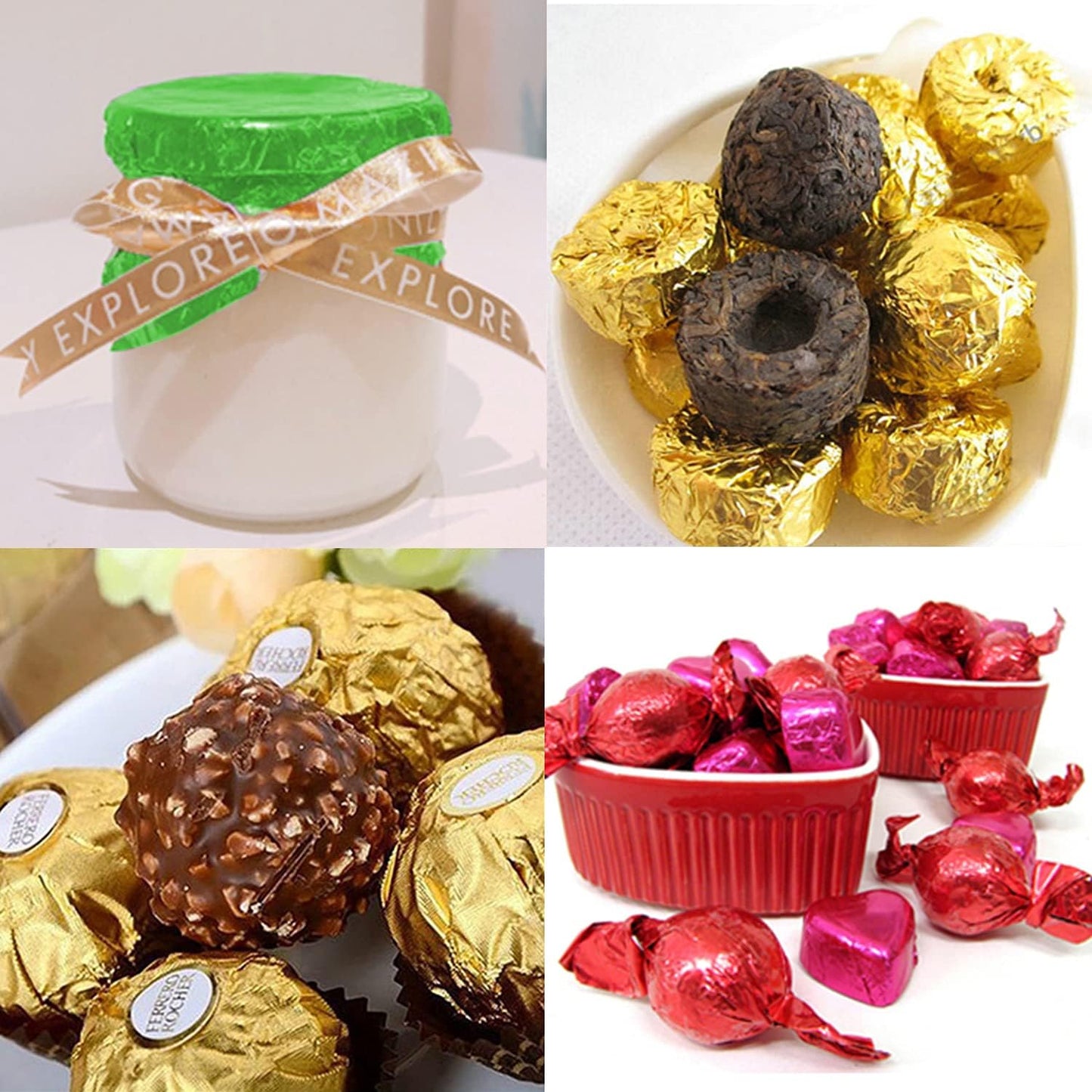 Lainrrew 300 Pcs Candy Wrappers, Square Candy Wrapping Paper Aluminum Foil Packaging for Homemade Caramel Candies