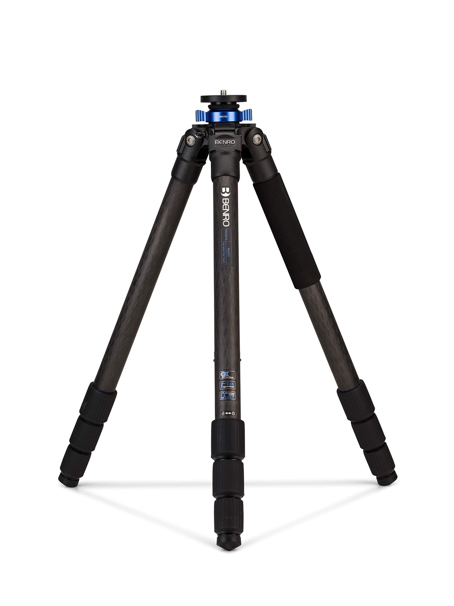 Benro Mach3 Carbon Fiber Tripod – Extra-Long 4-Section Heavy-Duty Tripod with Twist Locks, Interchangeable Feet & 44 lb Load Capacity for DSLR, Mirrorless & Video Cameras (TMA48CXL)