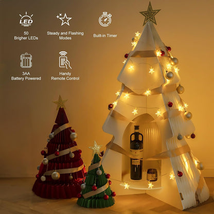 17 50 8 Brightown Star String Lights Battery Operated - ft LED Star Fairy String Lights with Remote and Timer, Modes