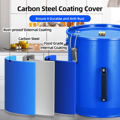 Garvee Fryer Grease Bucket 6 Gal, Oil Disposal Caddy, Steel Fryer Oil Transport Container with Rust-Proof Coating, Grease Can with Lid & Lock Clips & Filter Bag for Cooking Oil Filtering
