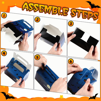 ReliThick 80 Pack Halloween Treat Box with Cellophane Bags Trick or Treat Goodie Cookie Candy Boxes for Treats Ghost Halloween Bag for Party